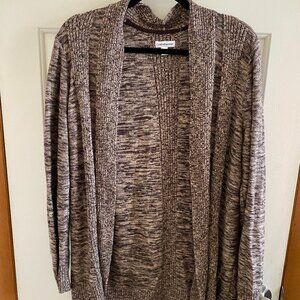 Brown and Tan Open Front Croft & Barrow Cardigan